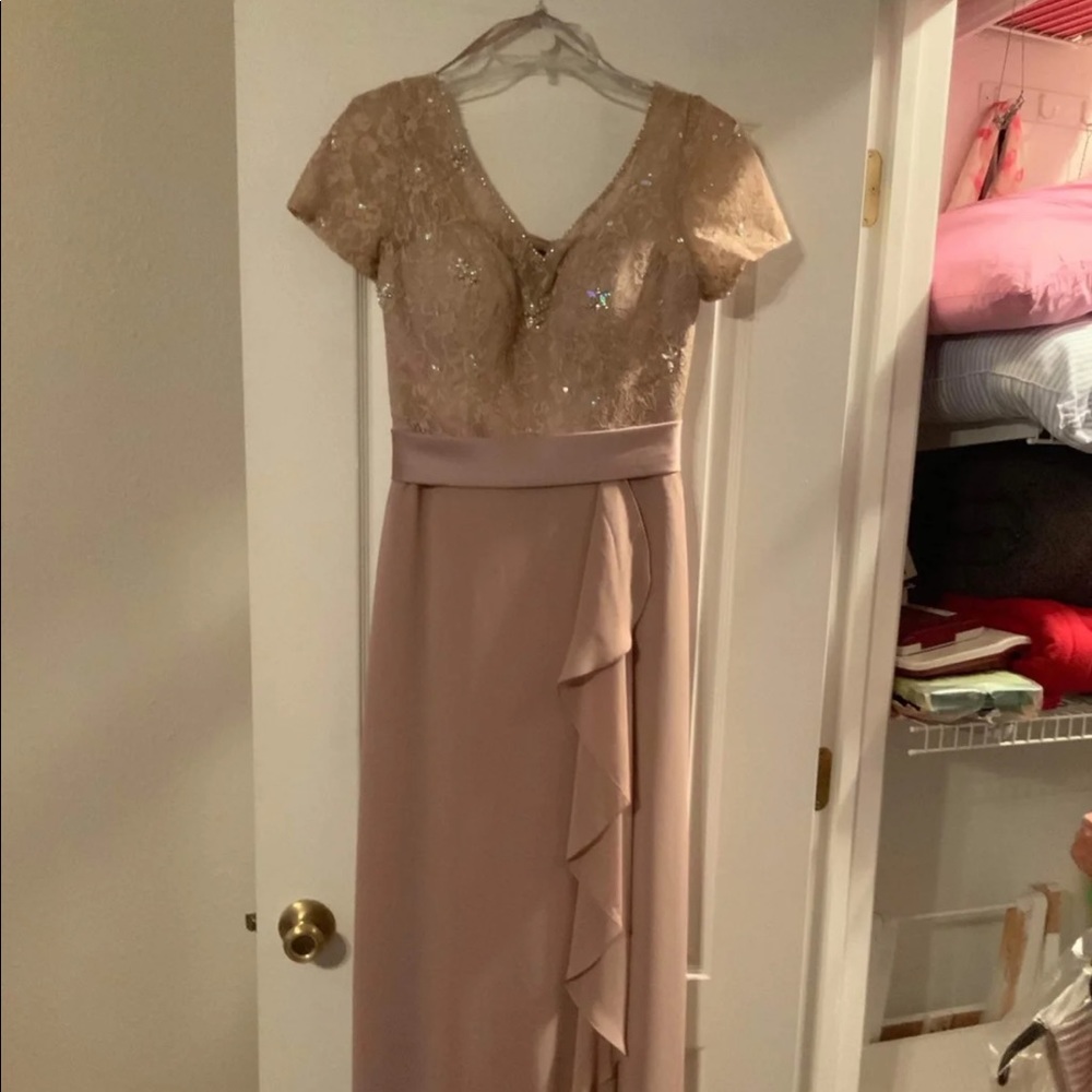 Tan mother of the bride dress